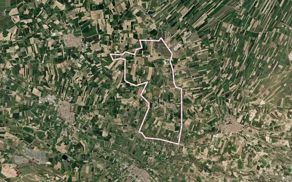 Vista satélite de Puiggròs con su contorno administrativo