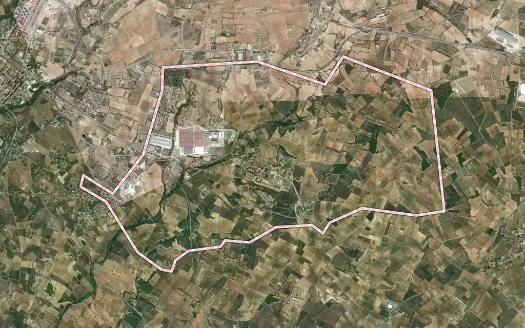Vista satélite de Puigpelat con su contorno administrativo