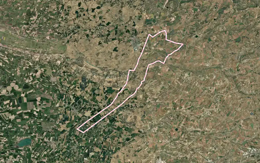 Vista satélite de Puigverd d'Agramunt con su contorno administrativo