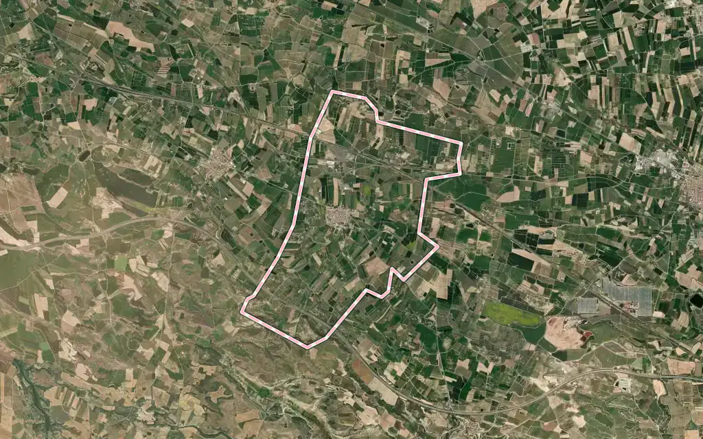 Vista satélite de Puigverd de Lleida con su contorno administrativo