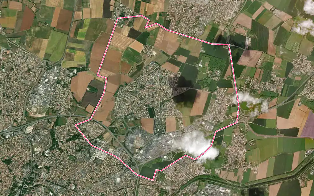 Vue satellite de Puilboreau avec ses contours administratifs