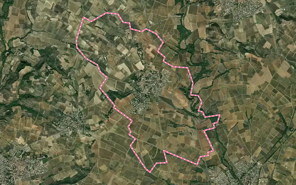 Vue satellite de Puimisson avec ses contours administratifs