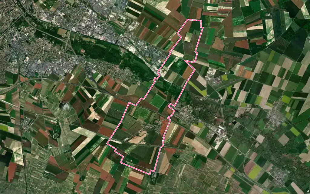 Vue satellite de Puisieulx avec ses contours administratifs