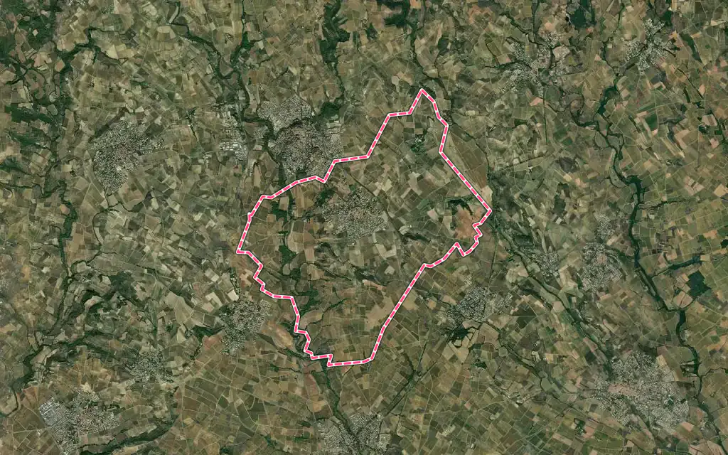 Vue satellite de Puissalicon avec ses contours administratifs