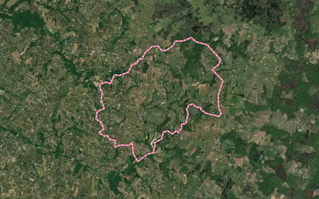 Vue satellite de Puisseguin avec ses contours administratifs