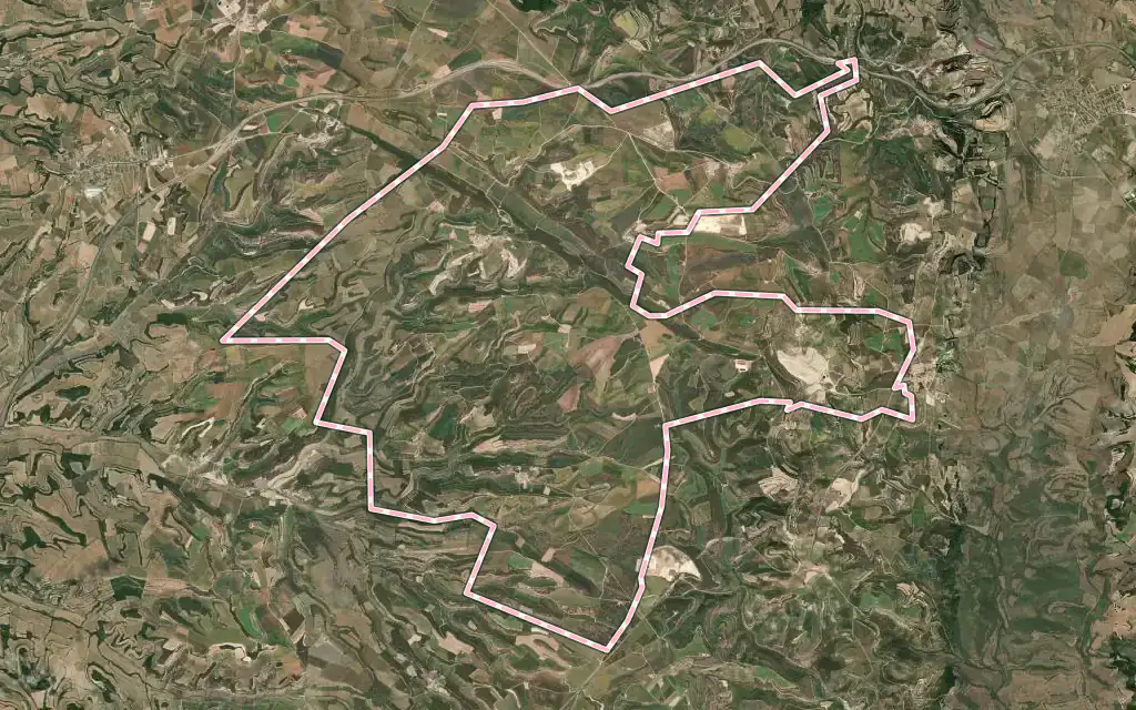 Vista satélite de Pujalt con su contorno administrativo