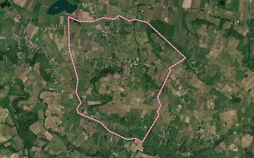Vue satellite de Pujols avec ses contours administratifs