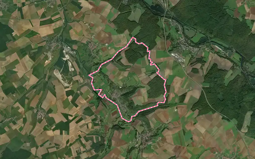 Vue satellite de Pulligny avec ses contours administratifs