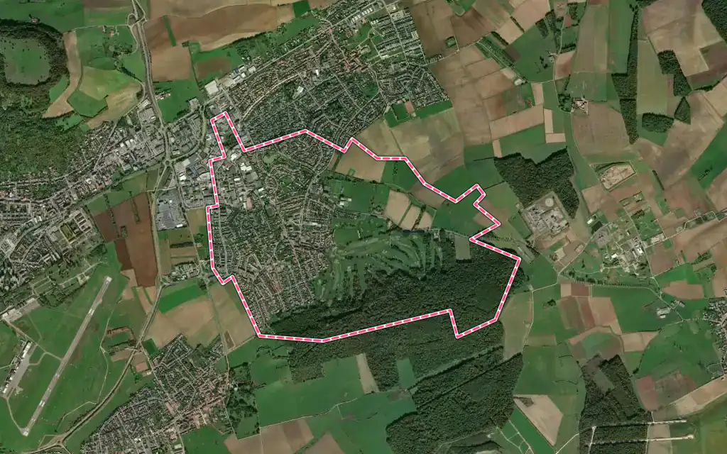 Vue satellite de Pulnoy avec ses contours administratifs