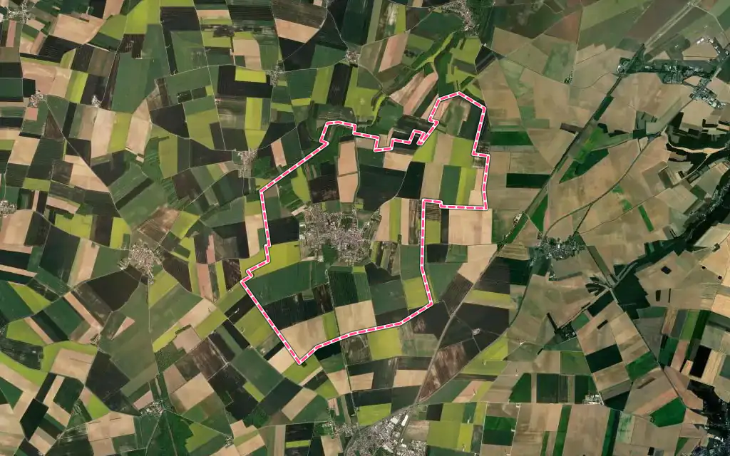 Vue satellite de Pussay avec ses contours administratifs