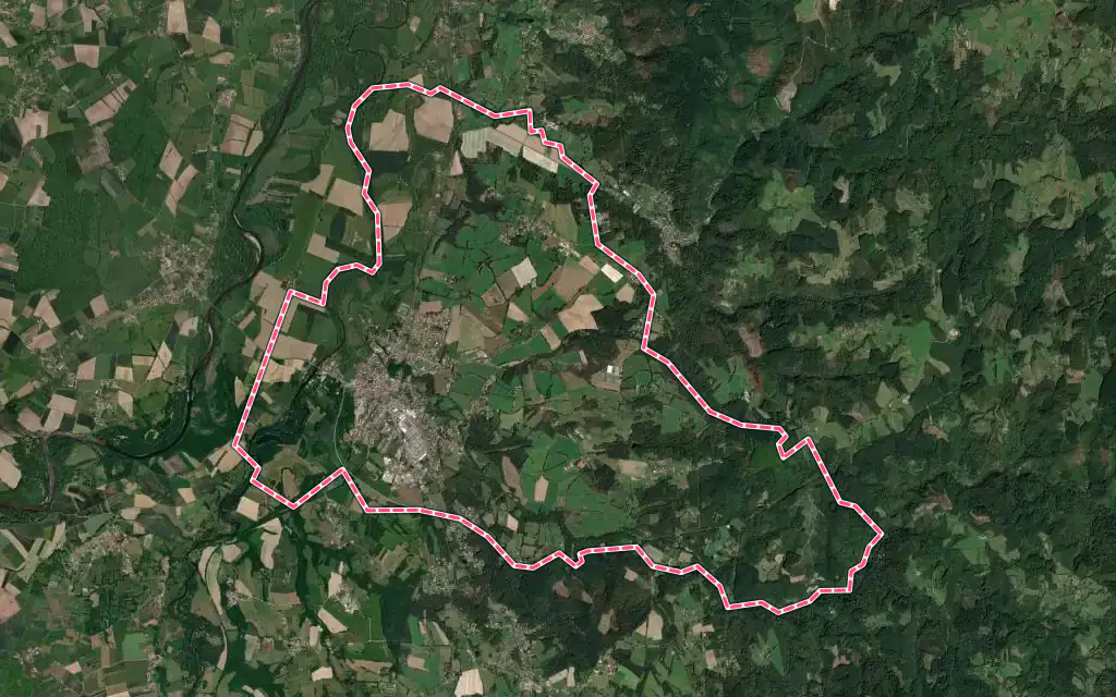 Vue satellite de Puy-Guillaume avec ses contours administratifs