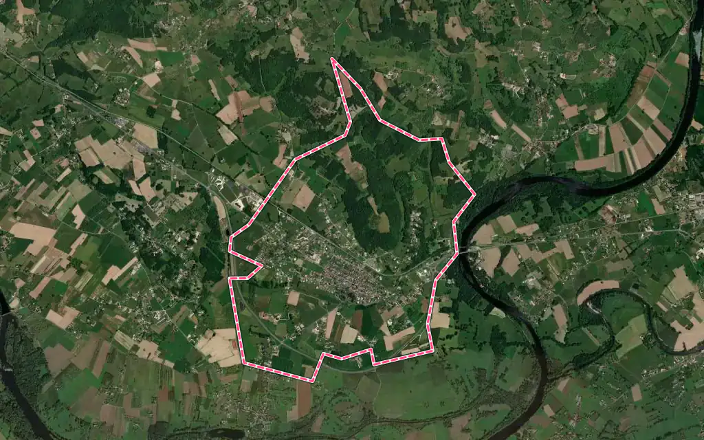 Vue satellite de Puybrun avec ses contours administratifs