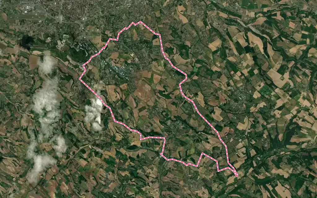 Vue satellite de Puygouzon avec ses contours administratifs