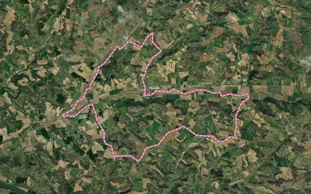 Vue satellite de Puymirol avec ses contours administratifs