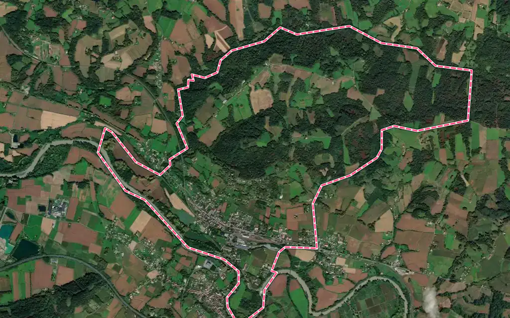 Vue satellite de Puyoô avec ses contours administratifs