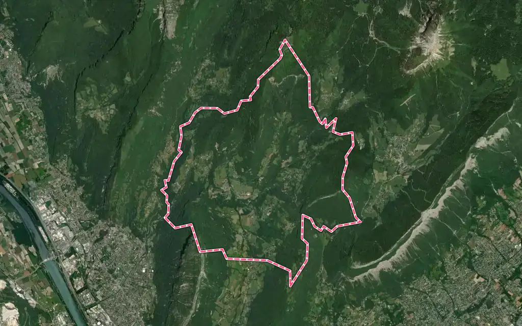 Vue satellite de Quaix-en-Chartreuse avec ses contours administratifs