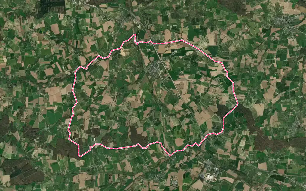 Vue satellite de Quédillac avec ses contours administratifs