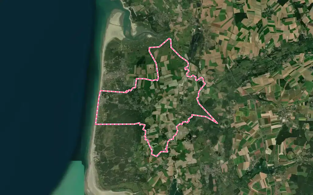 Vue satellite de Quend avec ses contours administratifs