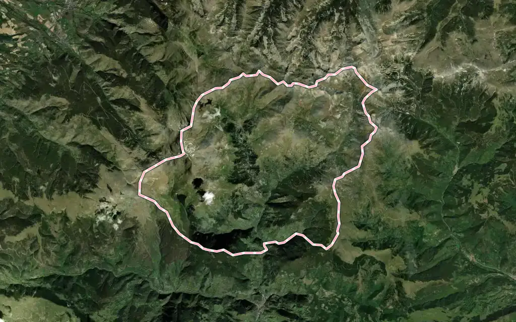 Vista satélite de Queralbs con su contorno administrativo