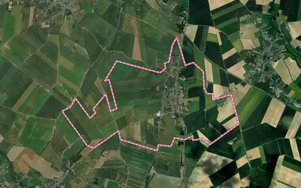 Vue satellite de Quérénaing avec ses contours administratifs