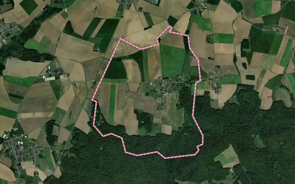Vue satellite de Quesmy avec ses contours administratifs