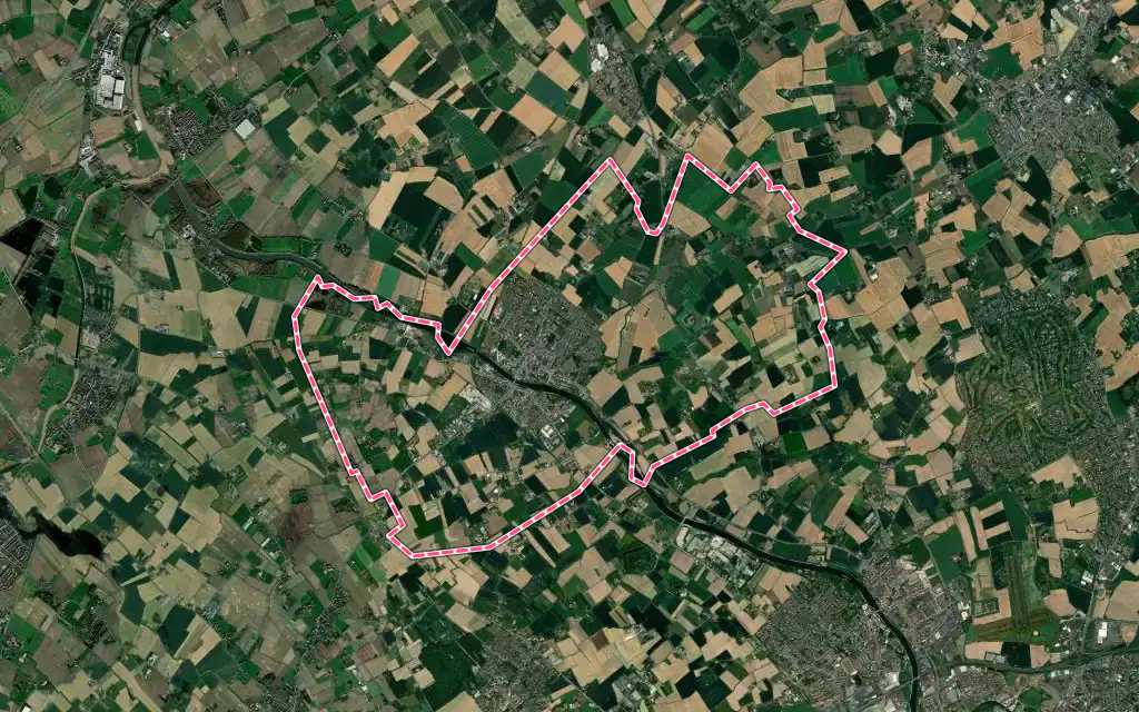 Vue satellite de Quesnoy-sur-Deûle avec ses contours administratifs