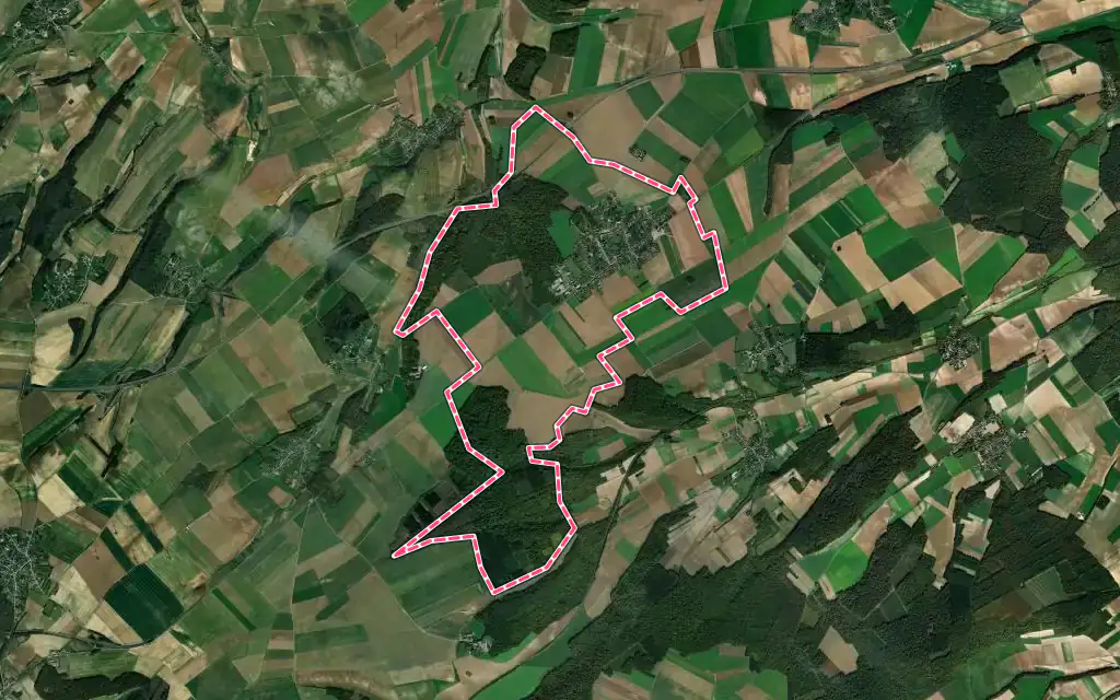 Vue satellite de Quevauvillers avec ses contours administratifs
