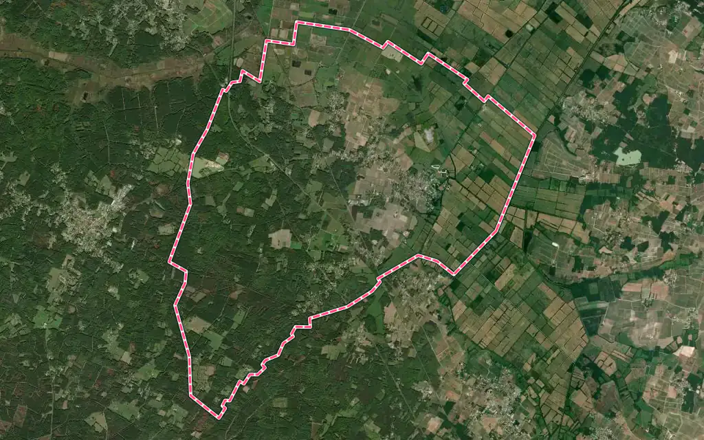 Vue satellite de Queyrac avec ses contours administratifs