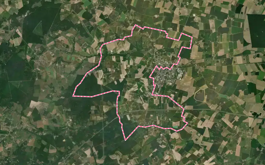 Vue satellite de Quiers-sur-Bezonde avec ses contours administratifs