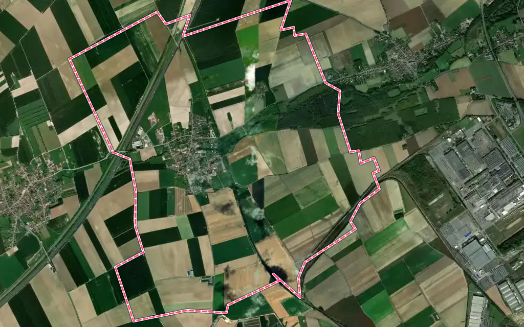 Vue satellite de Quiéry-la-Motte avec ses contours administratifs