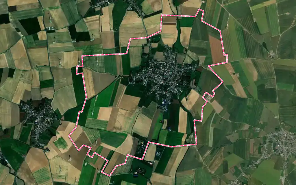 Vue satellite de Quiévy avec ses contours administratifs