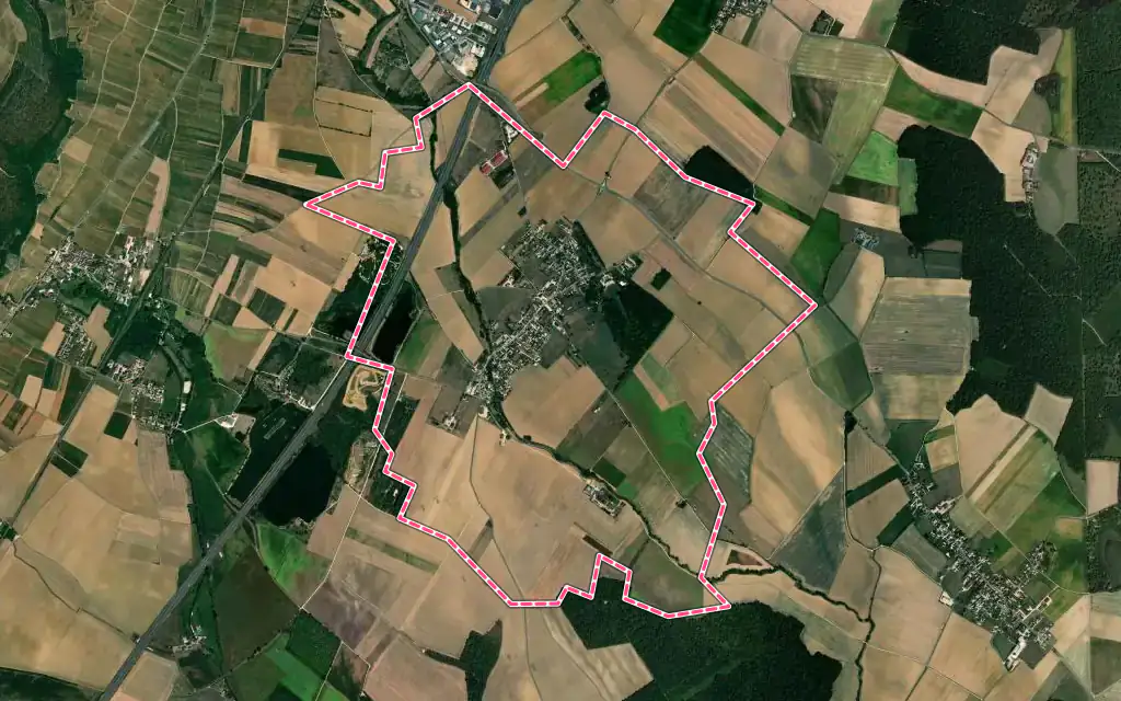 Vue satellite de Quincey avec ses contours administratifs