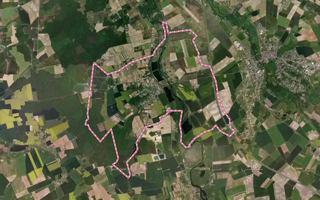 Vue satellite de Quincy avec ses contours administratifs