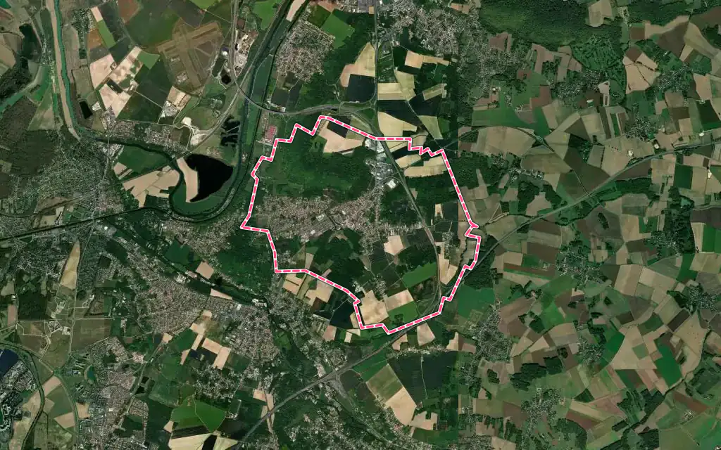 Vue satellite de Quincy-Voisins avec ses contours administratifs