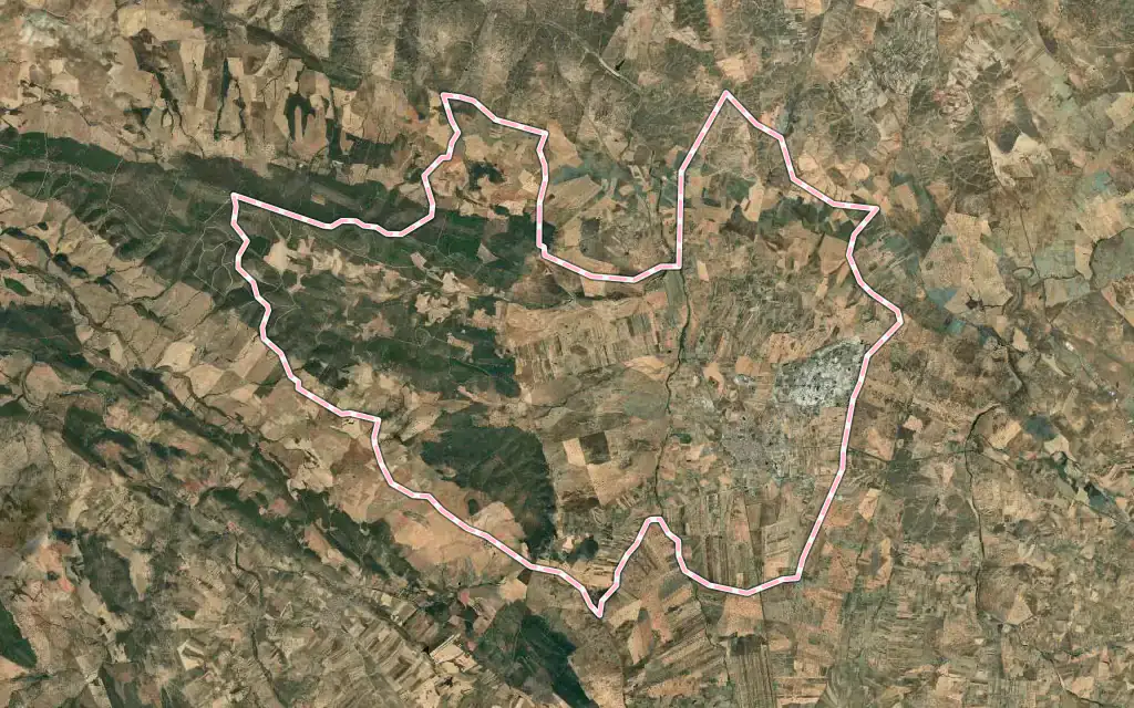 Vista satélite de Quintana de la Serena con su contorno administrativo