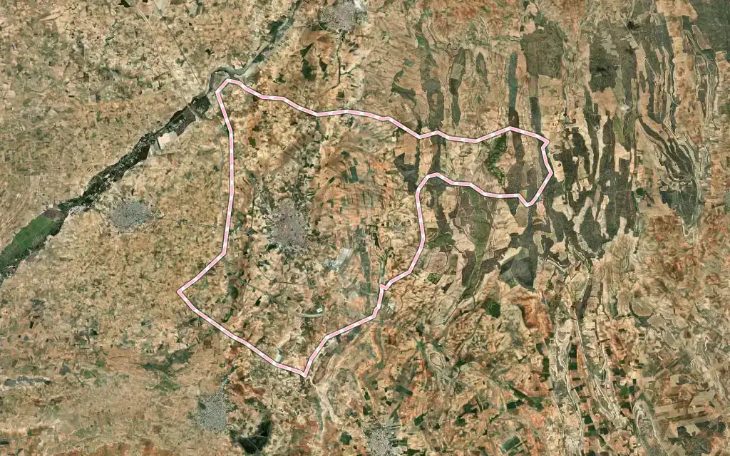 Vista satélite de Quintanar de la Orden con su contorno administrativo