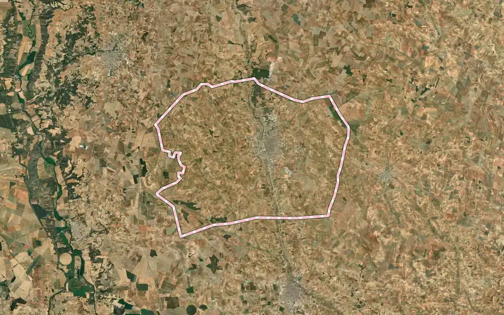 Vista satélite de Quintanar del Rey con su contorno administrativo