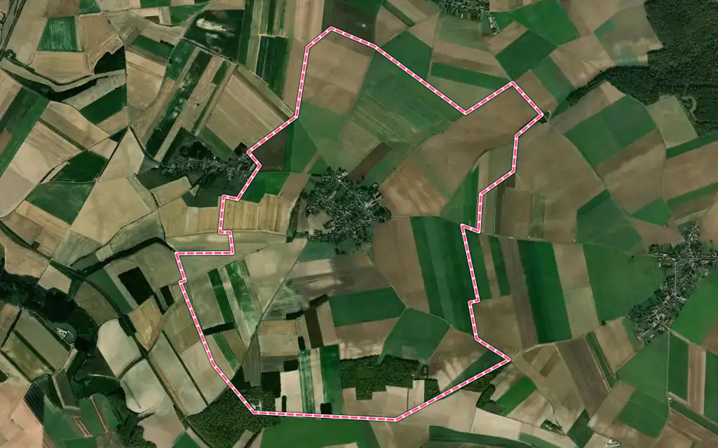 Vue satellite de Quiry-le-Sec avec ses contours administratifs