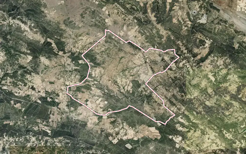Vista satélite de Rabanales con su contorno administrativo