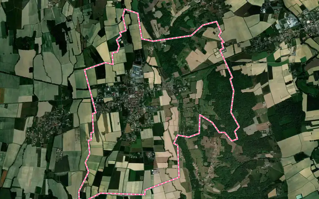 Vue satellite de Rabastens-de-Bigorre avec ses contours administratifs