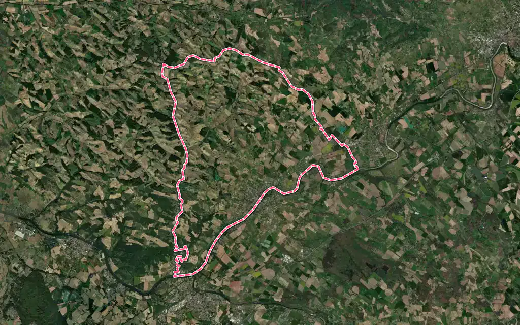 Vue satellite de Rabastens avec ses contours administratifs