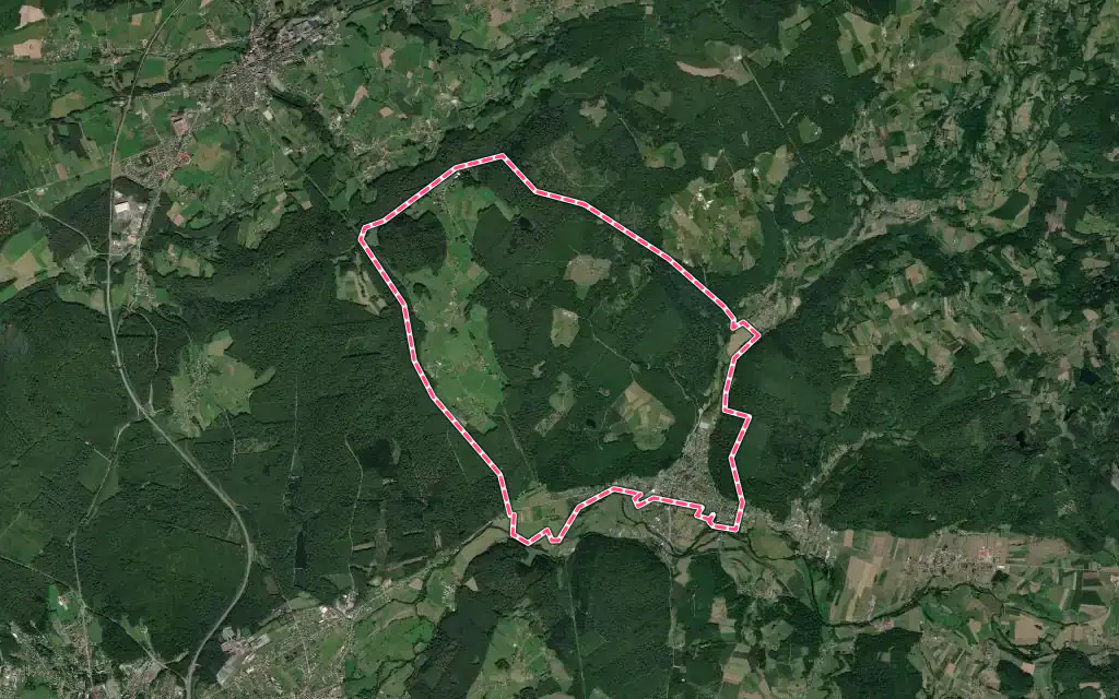Vue satellite de Raddon-et-Chapendu avec ses contours administratifs