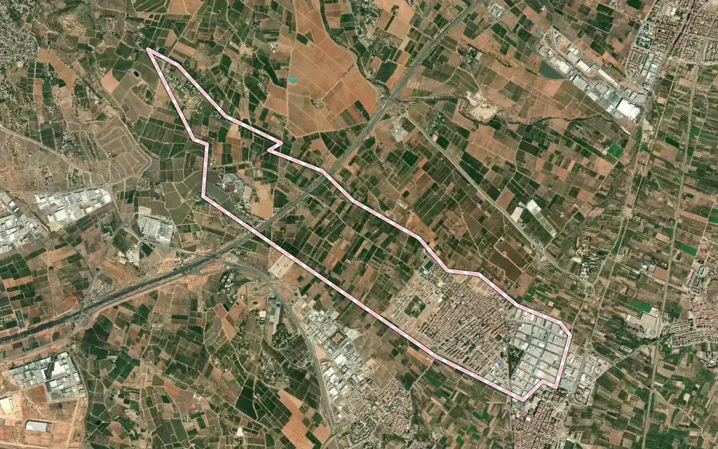 Vista satélite de Rafelbunyol con su contorno administrativo