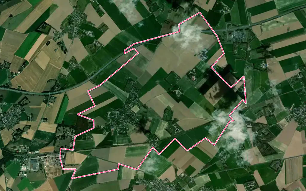Vue satellite de Raffetot avec ses contours administratifs
