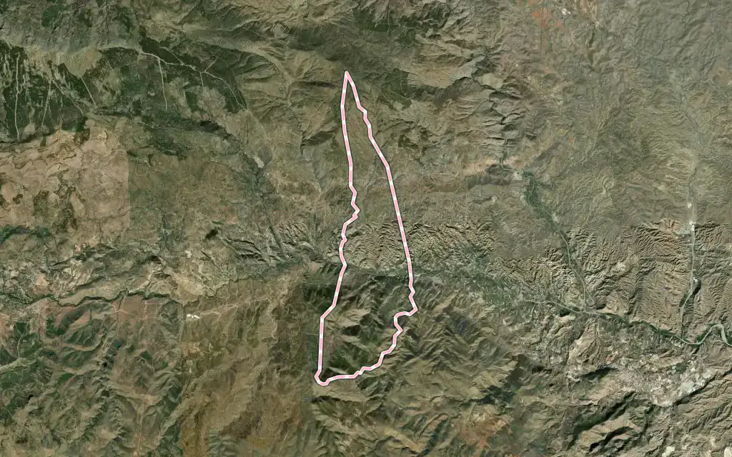 Vista satélite de Rágol con su contorno administrativo