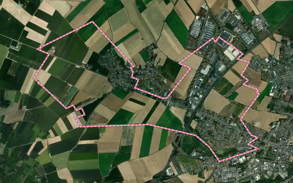 Vue satellite de Raillencourt-Sainte-Olle avec ses contours administratifs