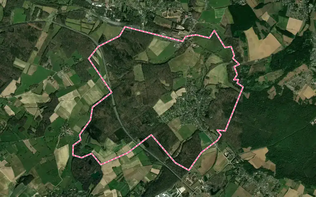 Vue satellite de Rainvillers avec ses contours administratifs