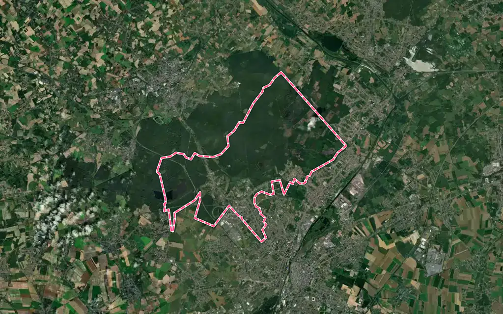 Vue satellite de Raismes avec ses contours administratifs