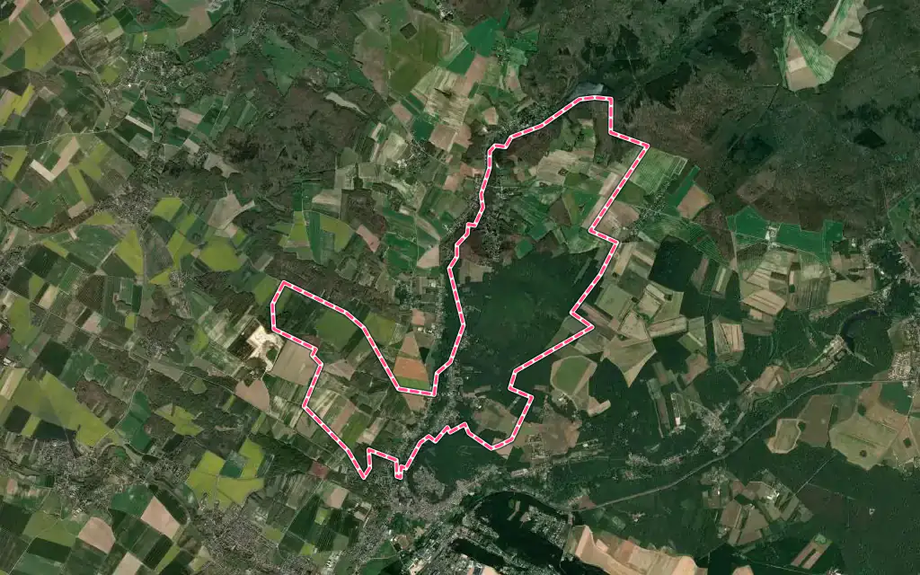 Vue satellite de Raizeux avec ses contours administratifs