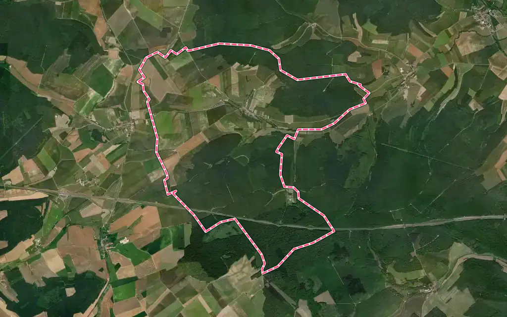 Vue satellite de Rambluzin-et-Benoite-Vaux avec ses contours administratifs